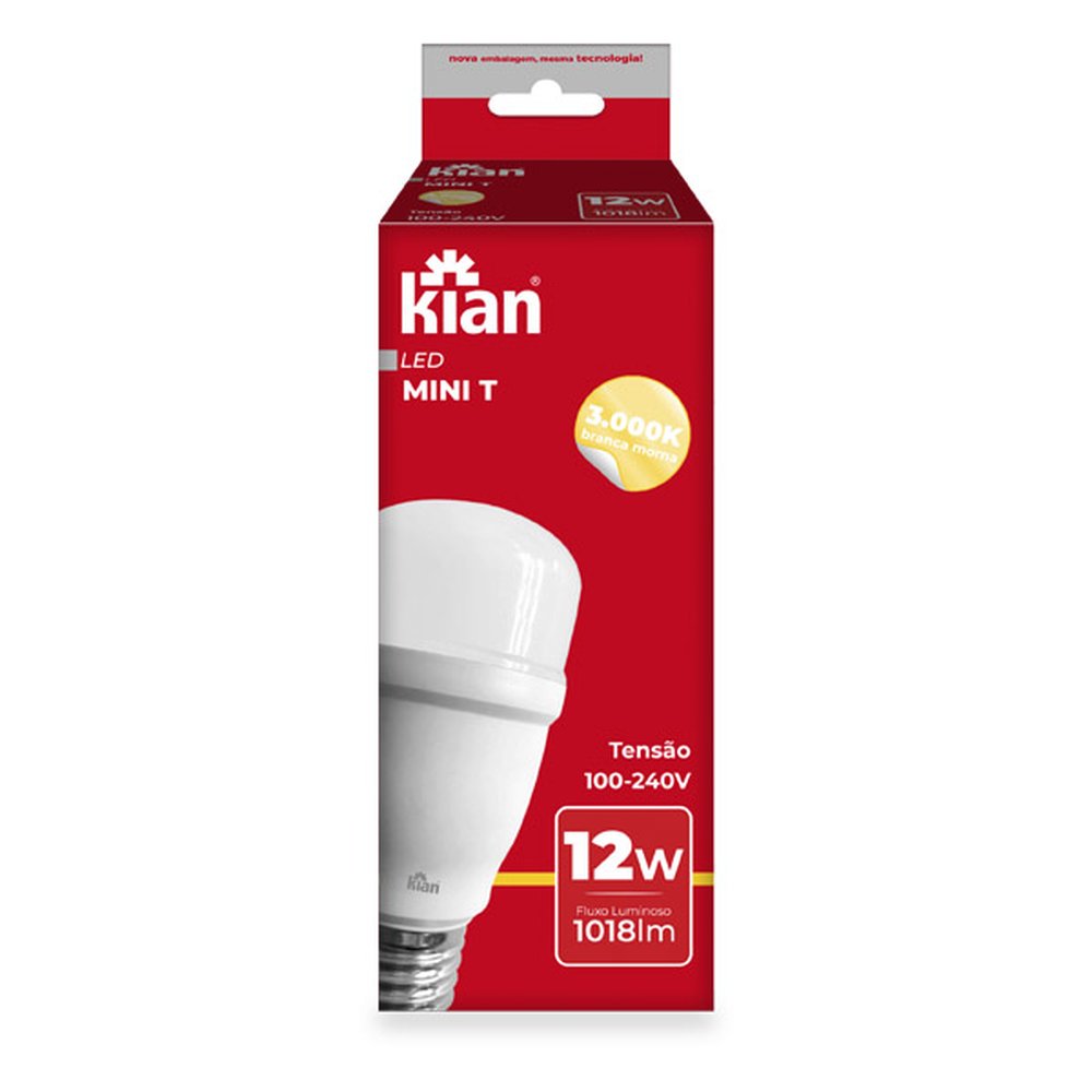 Lampada Led Mine T Kian 12W 3,0K E27 Bivolt