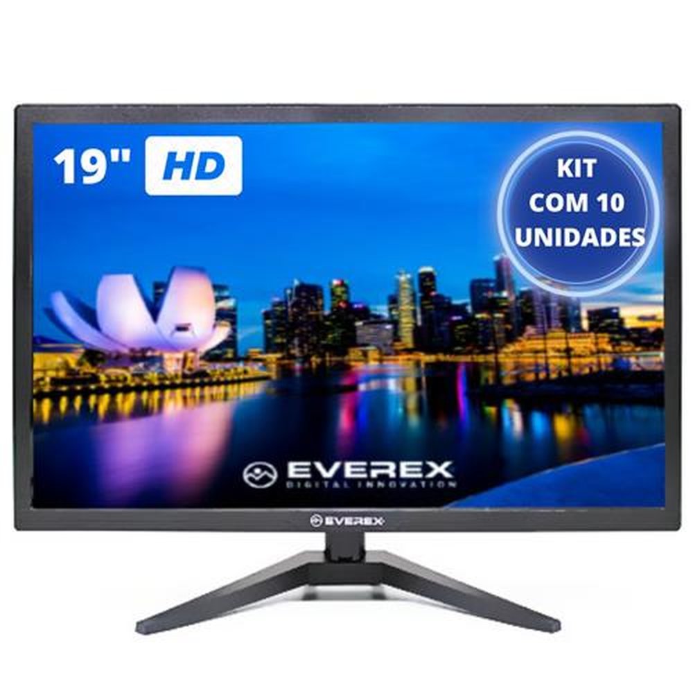 Monitor Led 19" HD - Alta resolução Widescreen + Hdmi e Vga - kit Com 10 Unidades