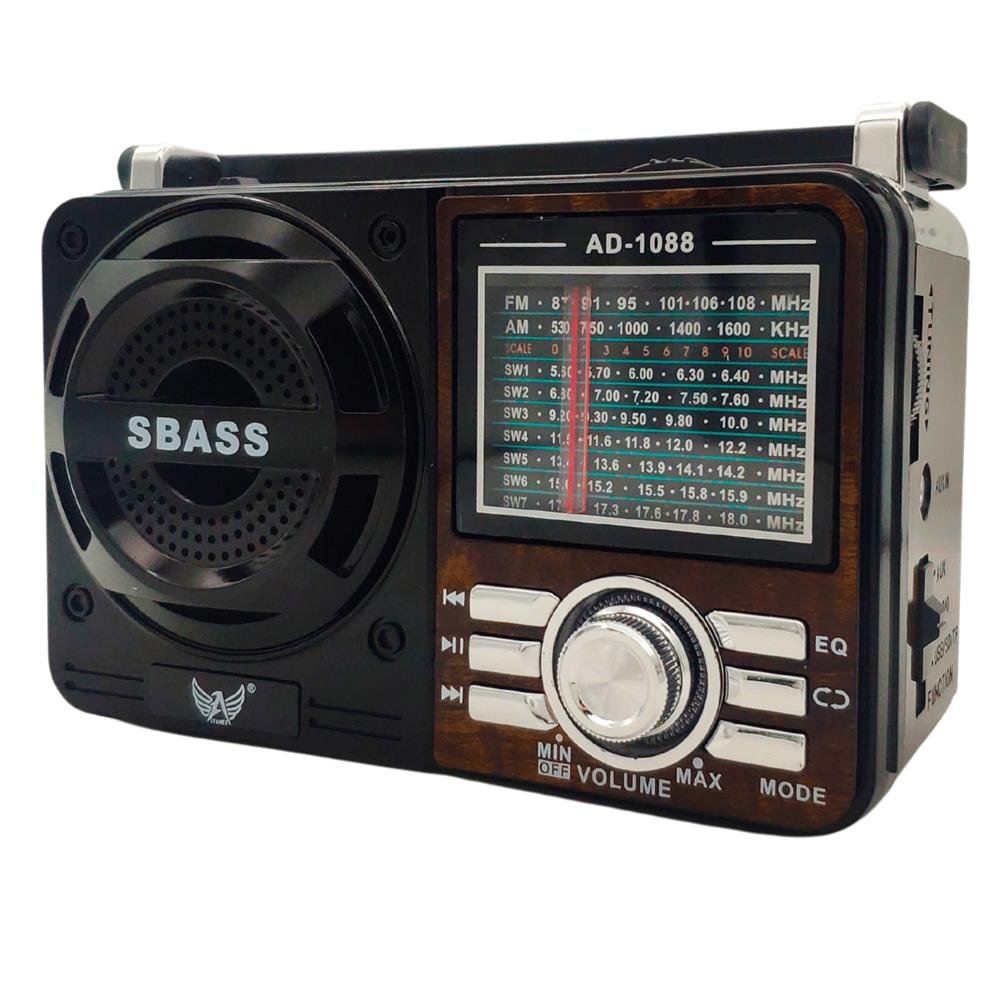 Radio Retro Analogico Radinho de Pilha Bluetooth Auxiliar Pendrive USB 3w Marrom