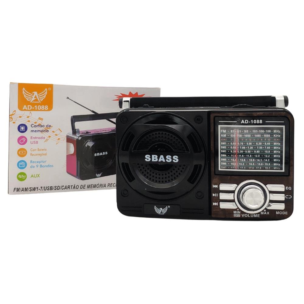 Radio Retro Analogico Radinho de Pilha Bluetooth Auxiliar Pendrive USB 3w Marrom