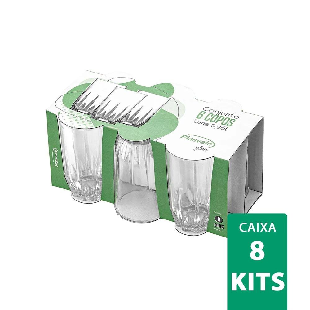 Conjunto 6 Copos Lune 260Ml - Linha Glass Plasvale