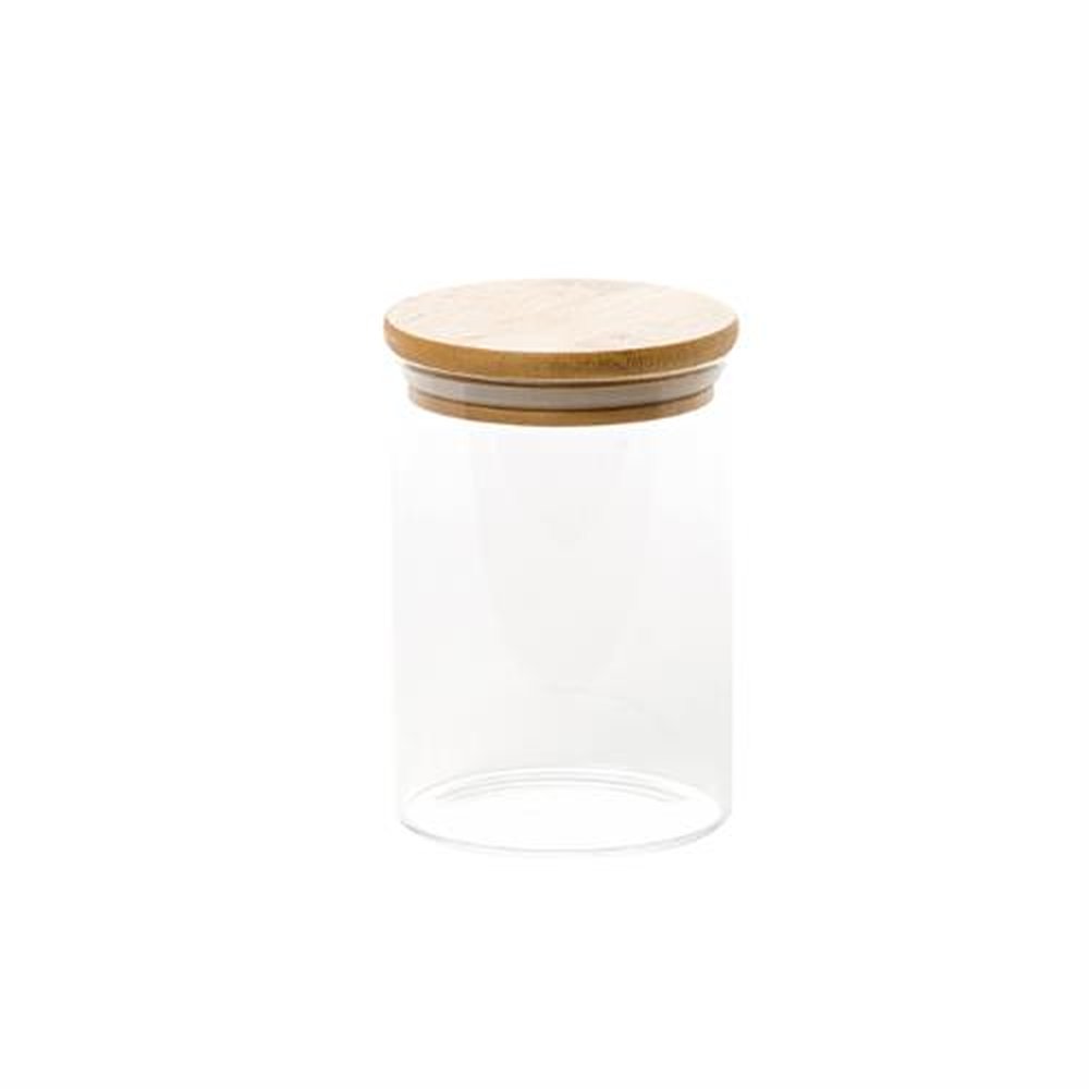 Pote de Vidro Porta Mantimentos Hermético com Tampa de Bambu 1L Plasvale