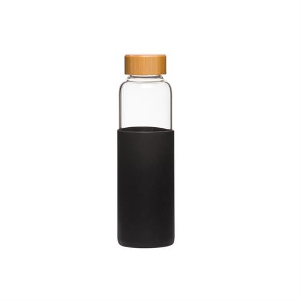 Garrafa de Vidro com Silicone 550ml Plasvale - Preto