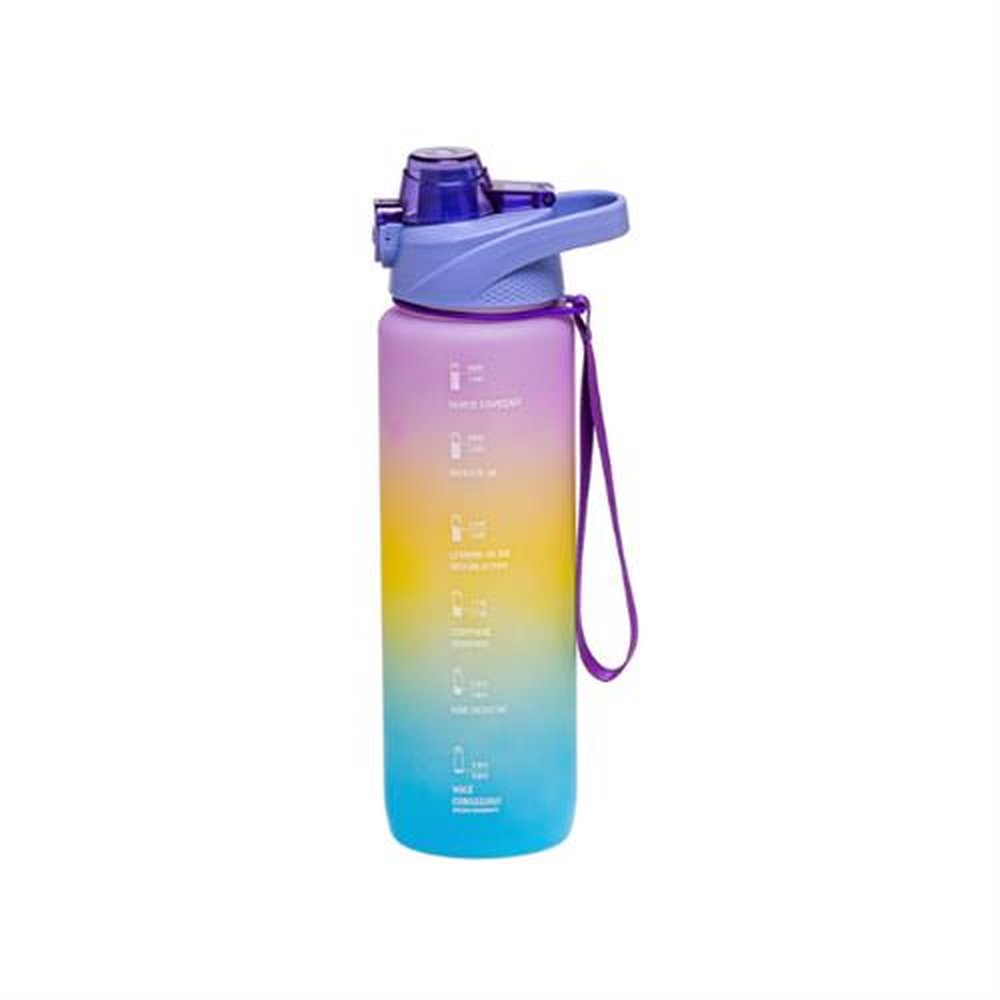 Garrafa De Água Degradê 1L Plasvale - Azul Escuro/Roxo