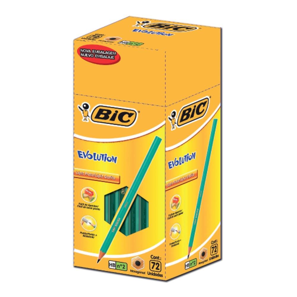 Lápis Bic Conte Evolution Preto N° 2 Hexagonal Resina Flexível - 1 Embalagem com 72 Unidades