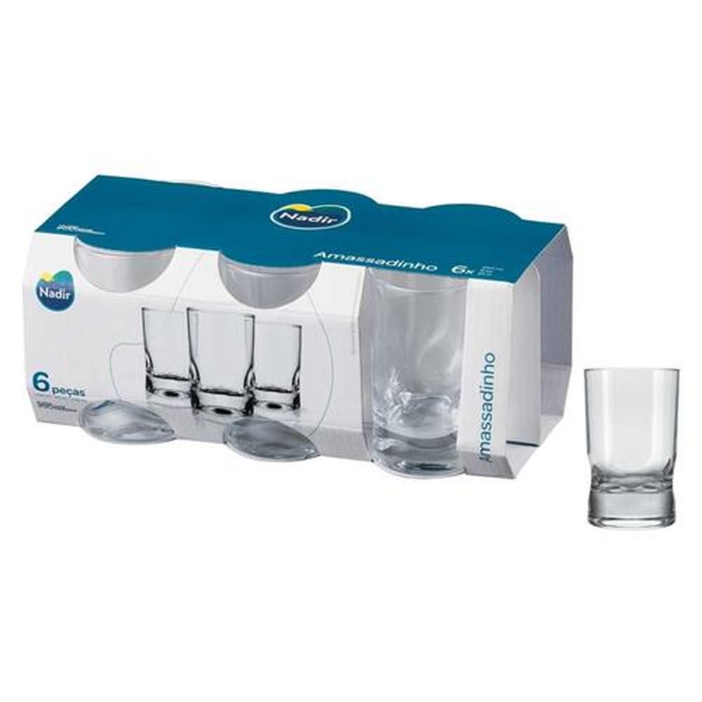 Copo Amassadinho 240mL Suco com 6 peças Vidro Incolor Nadir