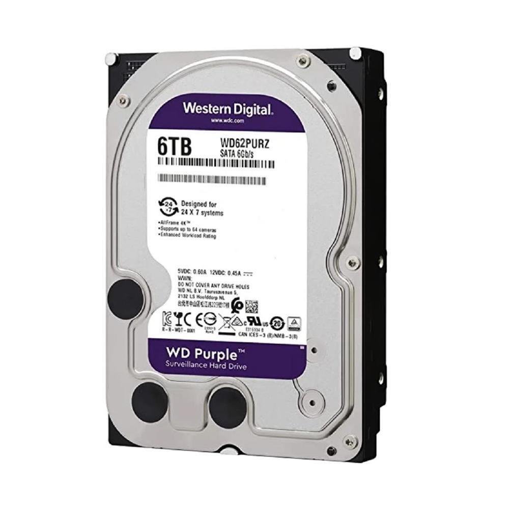 HD Western Digital WD Purple, 6TB, 3.5, 5400RPM, Sata III 6GB/s, Cache 256MB, WD64PURZ