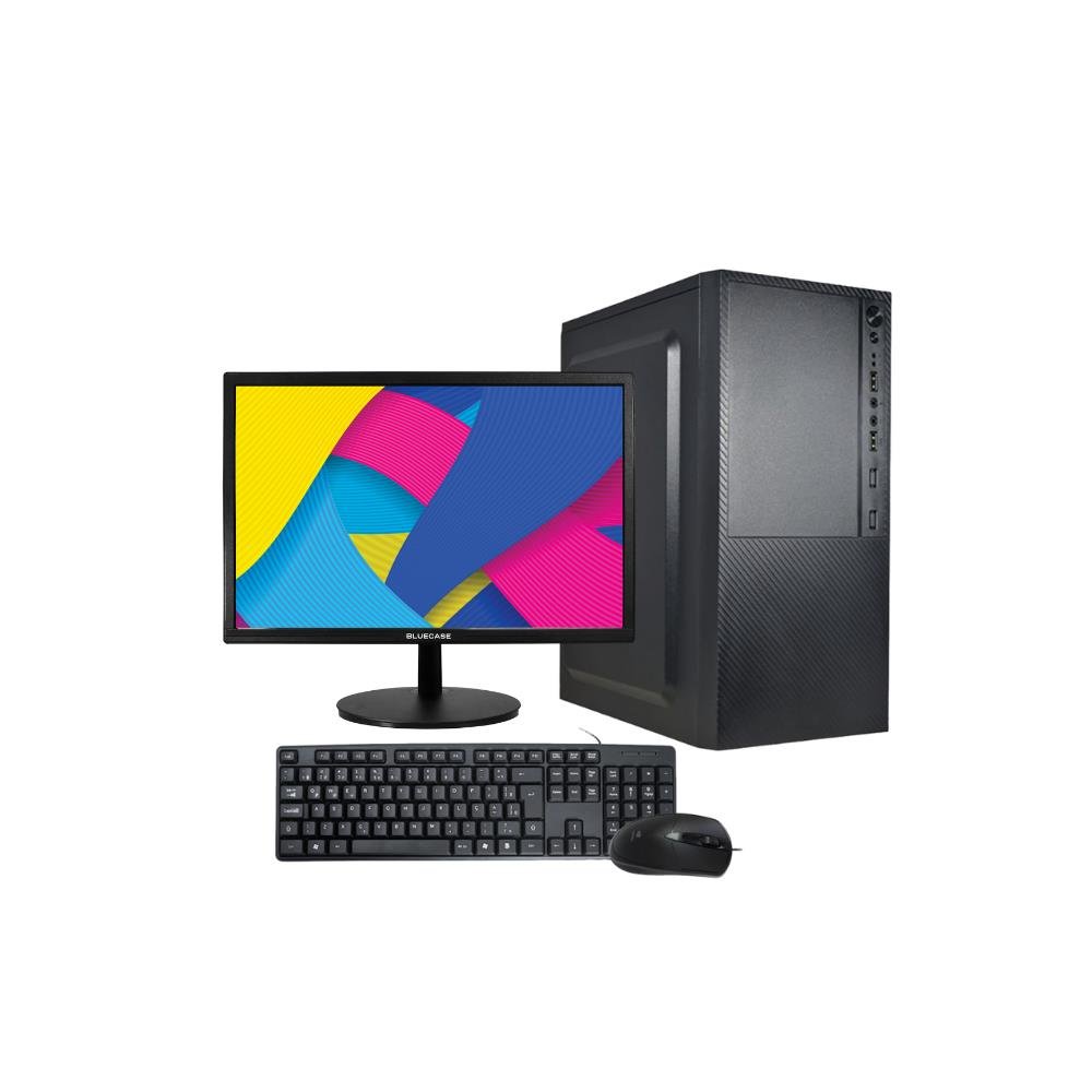Kit Computador Completo Core I3, 4GB, 500gb 2.5", Windows 10 Pro Trial+ Kit teclado e mouse + Monitor 19" Bluecase