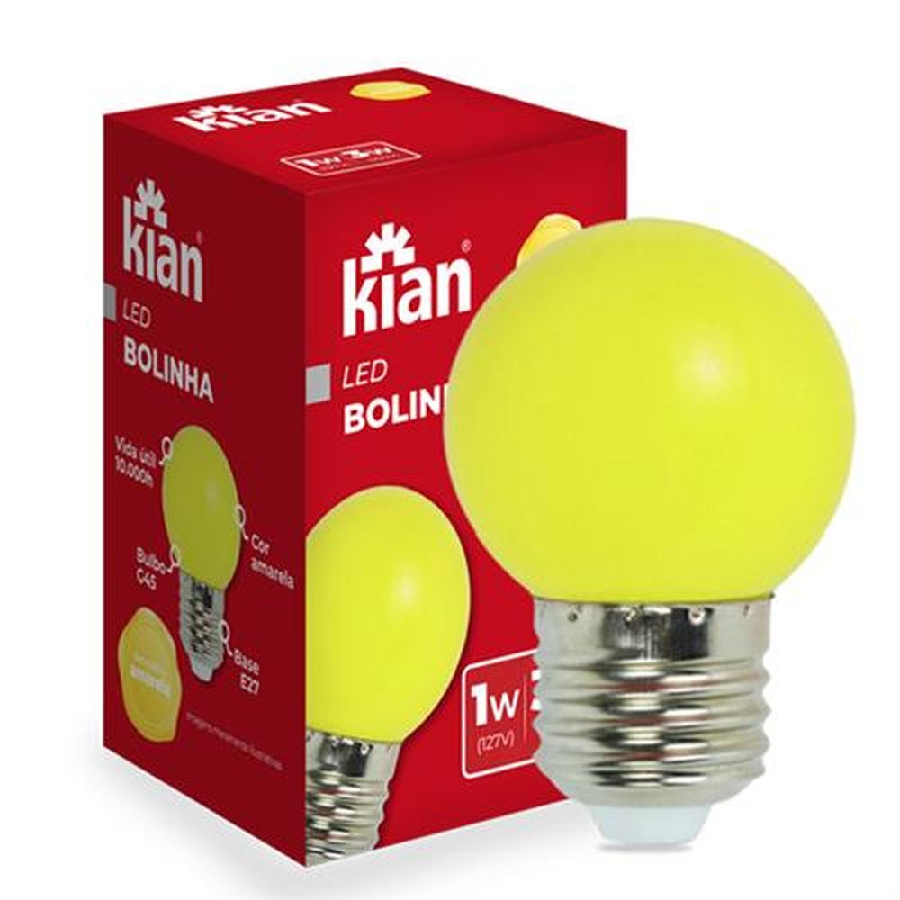 Lampada Led Bolinha Kian 1-3W Amarela Bivolt