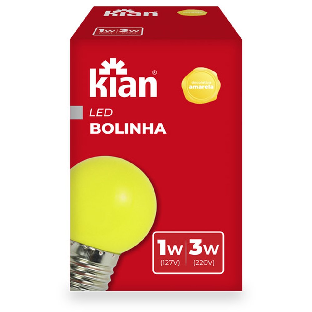 Lampada Led Bolinha Kian 1-3W Amarela Bivolt
