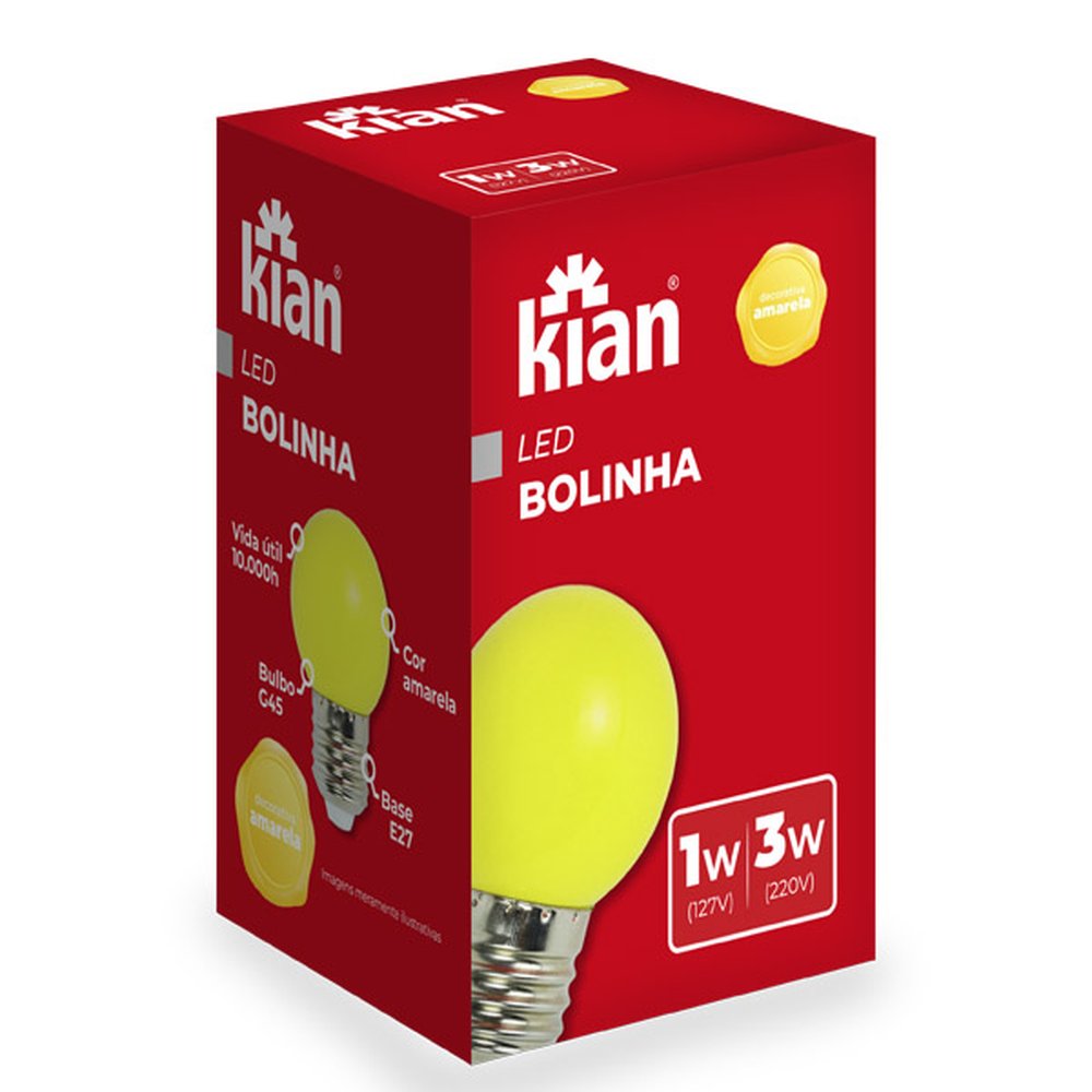 Lampada Led Bolinha Kian 1-3W Amarela Bivolt