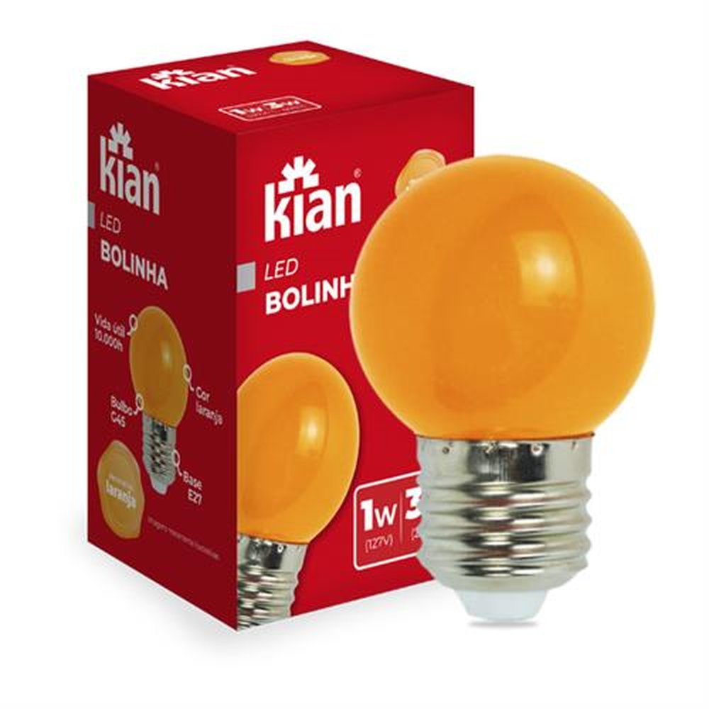 Lampada Led Bolinha Kian 1-3W Laranja Bivolt