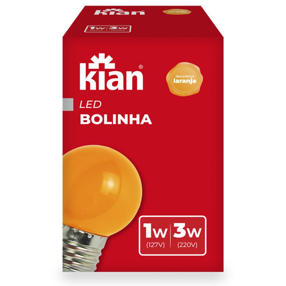 Lampada Led Bolinha Kian 1-3W Laranja Bivolt