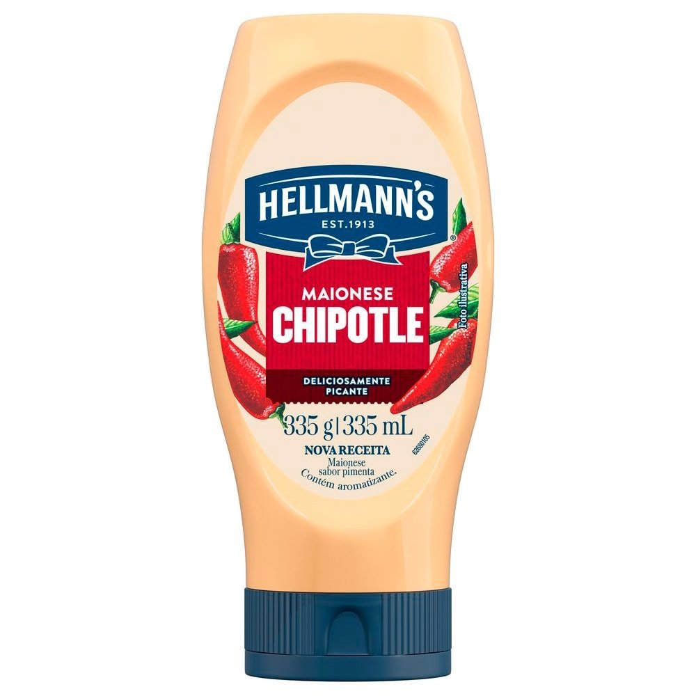 Maionese Hellmanns  NBA Chicago Bulls Chipotle 335g Embalagem com 24 Unidades