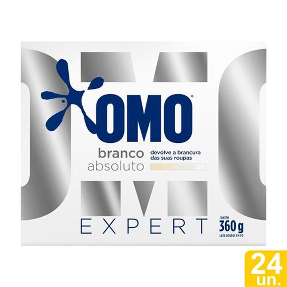 Sabão em Pó Omo Roupas Brancas Expert 360g - Embalagem com 24 Unidades
