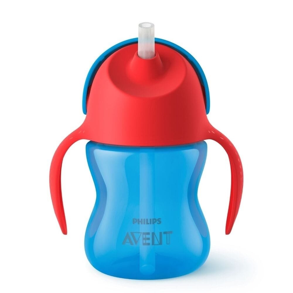 Copo Philips Avent SCF796/01 com Canudo Curvado 200ml Azul/Vermelho