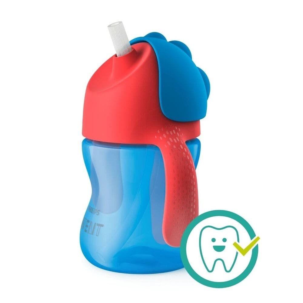 Copo Philips Avent SCF796/01 com Canudo Curvado 200ml Azul/Vermelho
