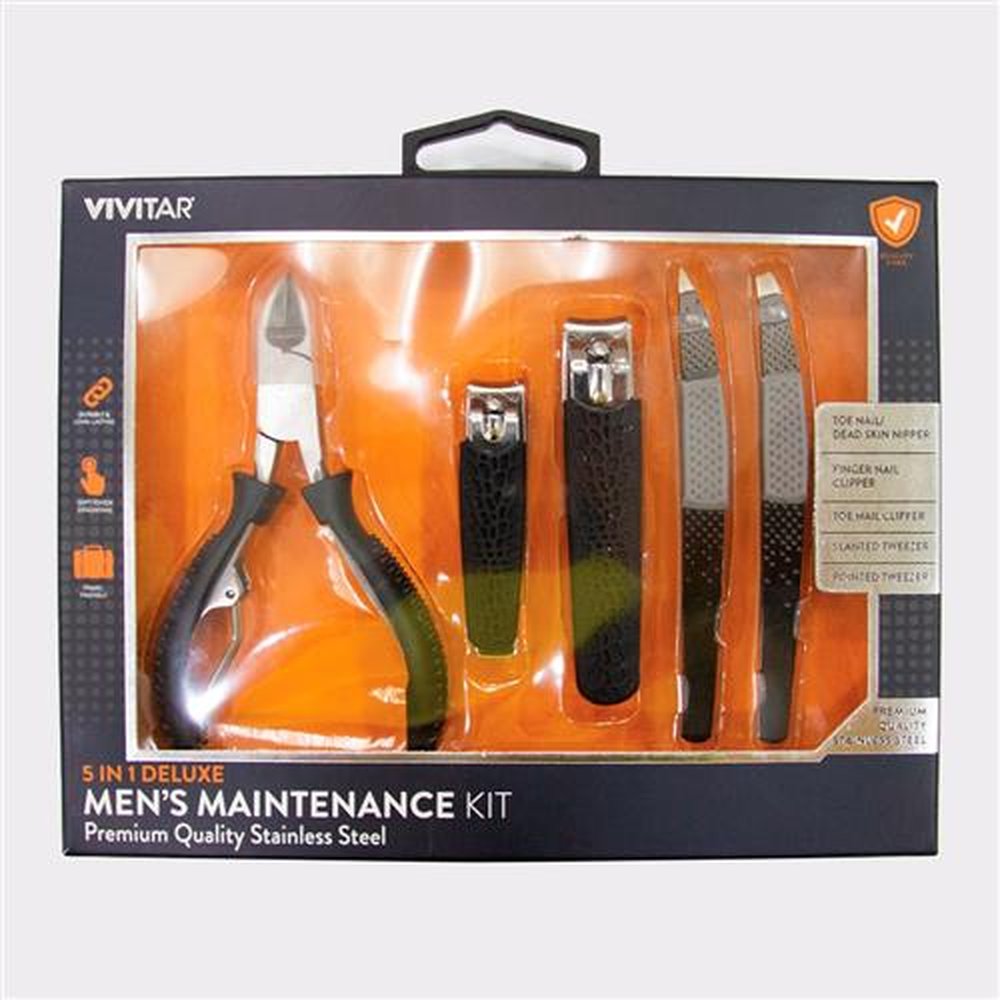 Kit Masculino De Cuidados Pessoais Com 5 Itens: Alicate, Cortadores De Unhas E Pinças