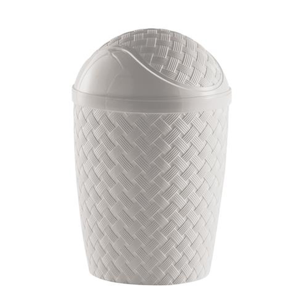 Lixeira Rattan 7,8 Litros Basculante Creme Paramount