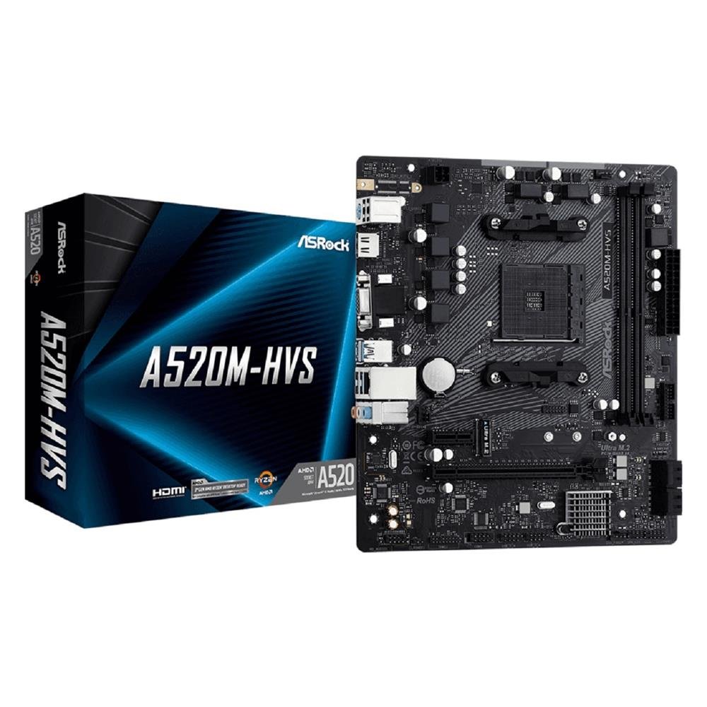 Placa Mãe ASRock A520M-HVS AMD AM4 mATX DDR4