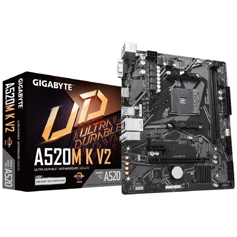 Placa Mãe Gigabyte A520M DS3H V2, Chipset A520, AMD AM4, mATX, DDR4
