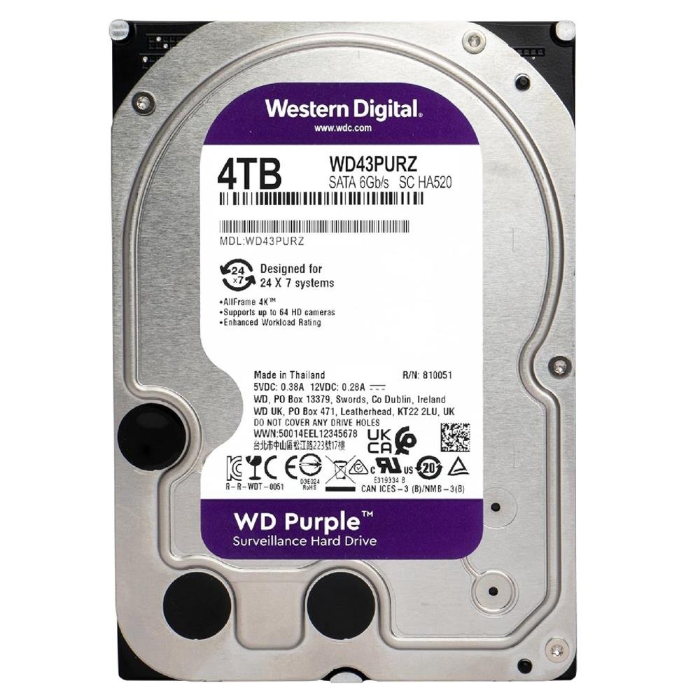 Hd Wd Purple 4tb Sata3 Para Vigilancia, Wd43purz, Western Digital