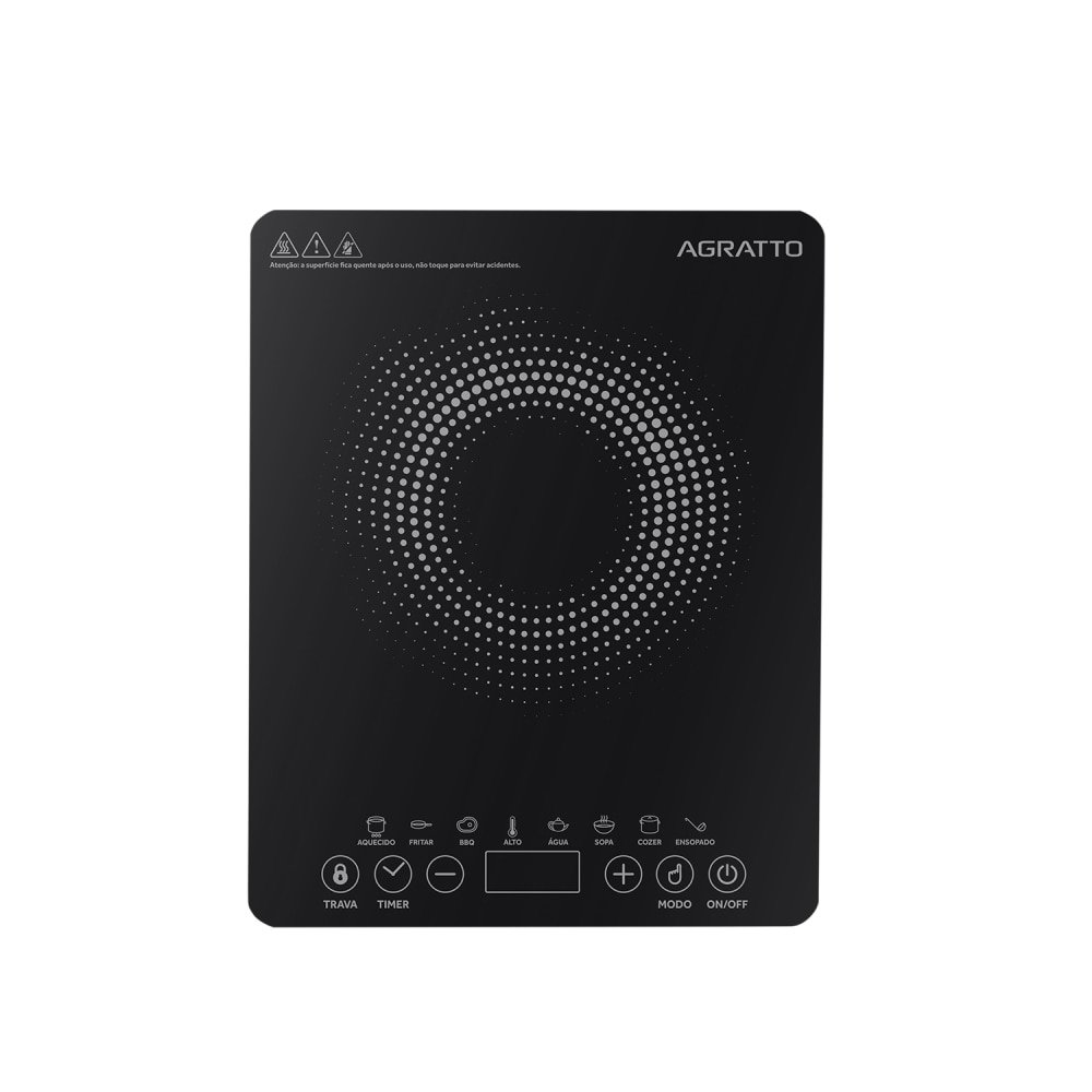 Fogão Cooktop de Indução 1 Boca Agratto ACKI01I - com Controle de Temperatura, Preto, 220V