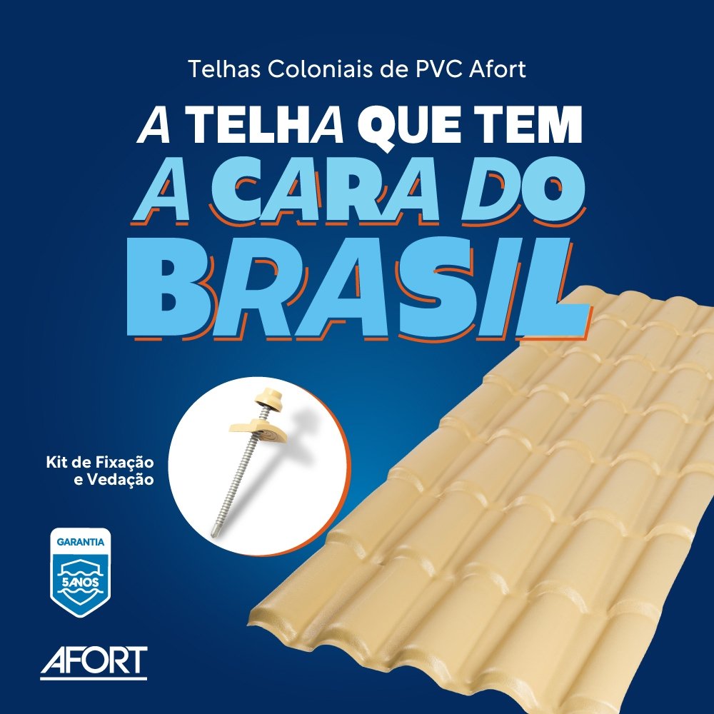 Telha PVC Colonial Afort Marfim 2,30 x 0,86m 5 Ondas