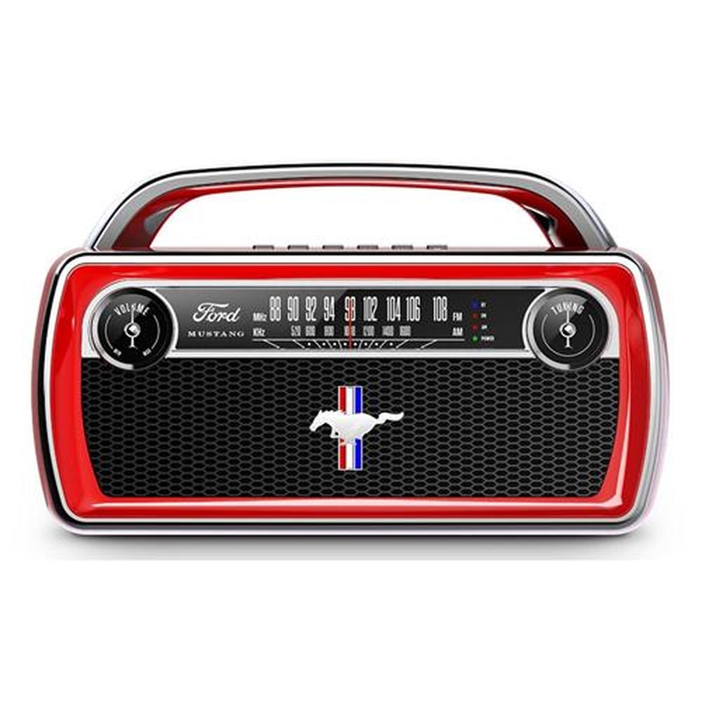 Rádio AM/FM Portátil Design Ford Mustang e Bateria Recarregável
