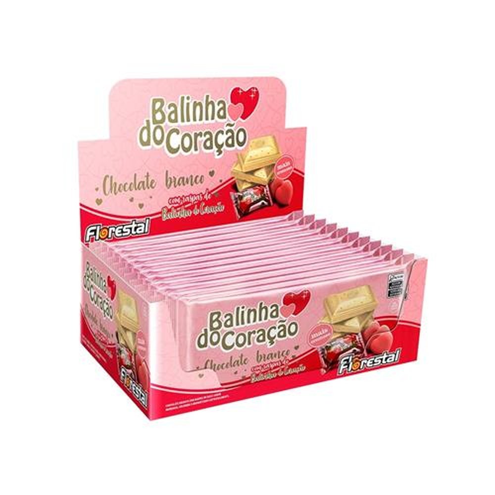 Chocolate Florestal Balinha Coração 80g - Embalagem com 12 Unidades