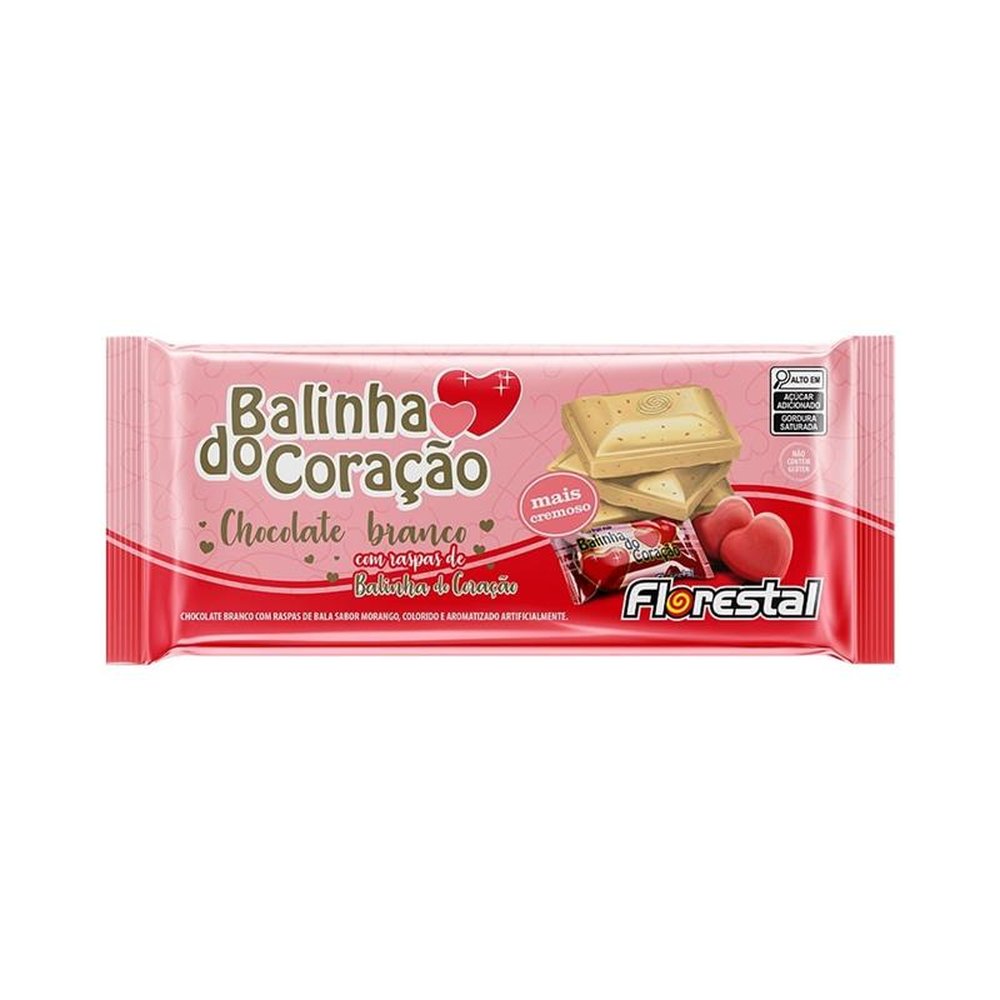 Chocolate Florestal Balinha Coração 80g - Embalagem com 12 Unidades