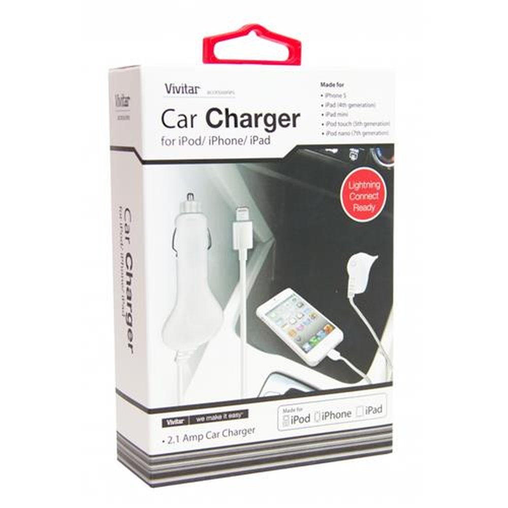Carregador Veicular Com Conector Lightning Para IPod, IPhone E IPad - Branca
