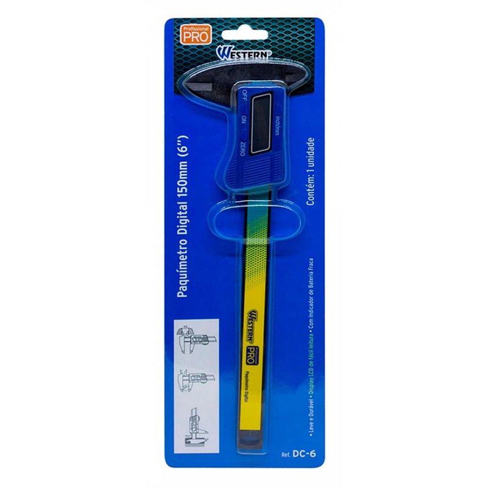 Paquímetro Digital 6´ Fibra De Carbono Western E Nivel Laser Com Trena De 3 Metros