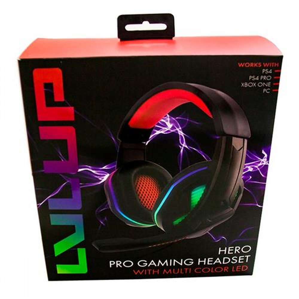 Hero Pro Gaming Led Headset Level UP Para Xbox, PS, Switch, PC E Mobile
