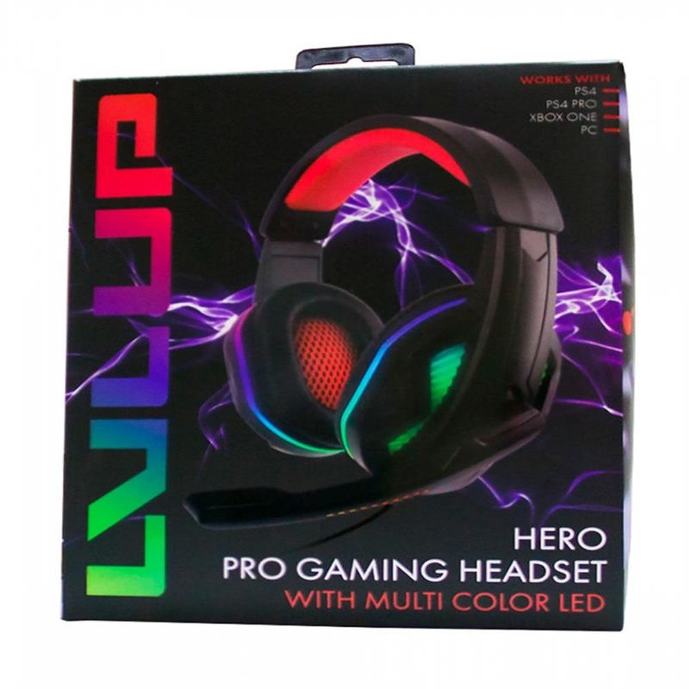 Hero Pro Gaming Led Headset Level UP Para Xbox, PS, Switch, PC E Mobile
