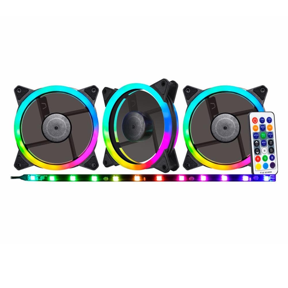 Kit Cooler K-mex Aaek Argb Sync2 Fan120 3pc+fita+controle Remoto/gravacao