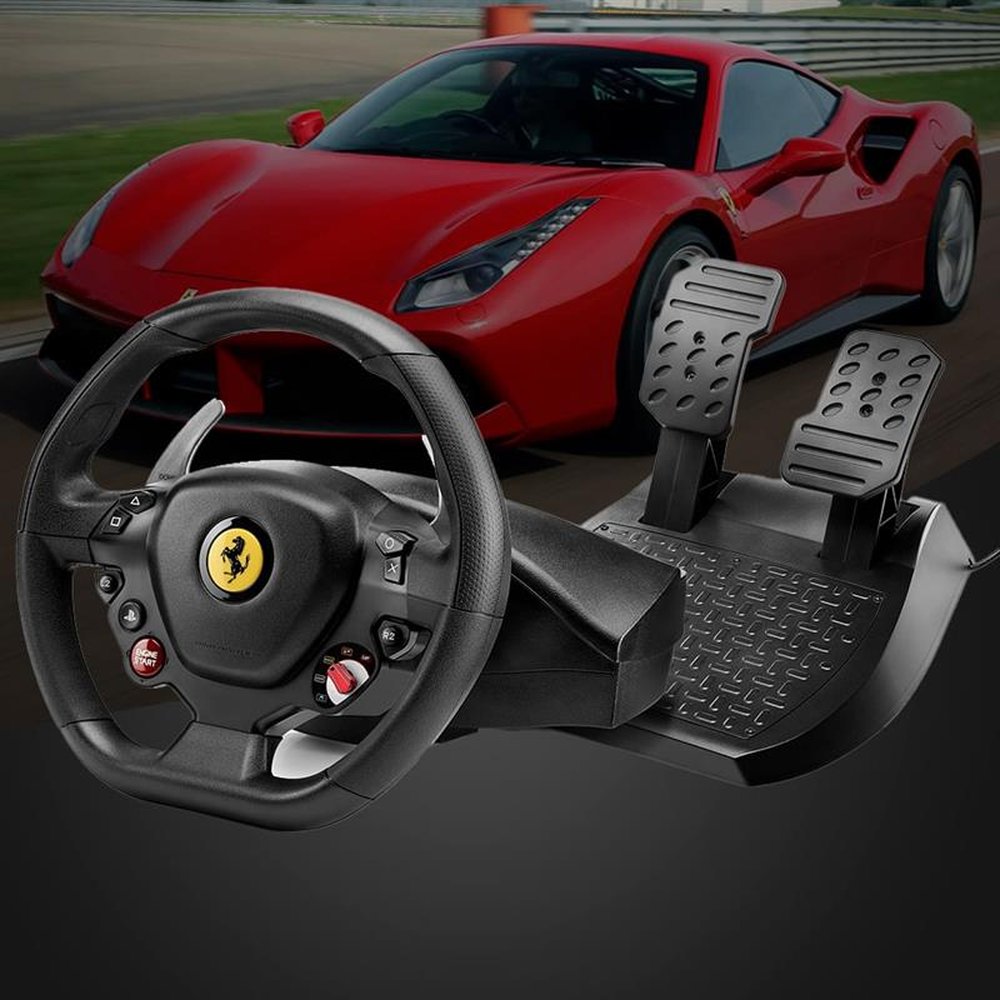 Volante E Pedais T80 Ferrari 488 GTB Edition Thrustmaster Para PS4, PS5 E PC
