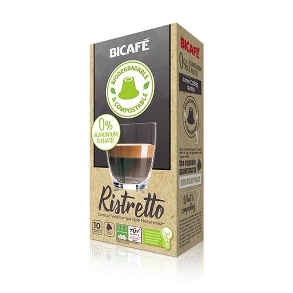 Bicafé Premium Biodegradável Ristretto - 10 cápsulas ( Embalagem contém 15 caixas com 10 cápsulas, cada cápsulas serve 1 bebida)