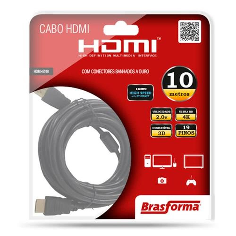 Cabo Hdmi 10m 2.0 19 Pinos 3d 10 Metros 4k Ultra Hd HDMI-5010