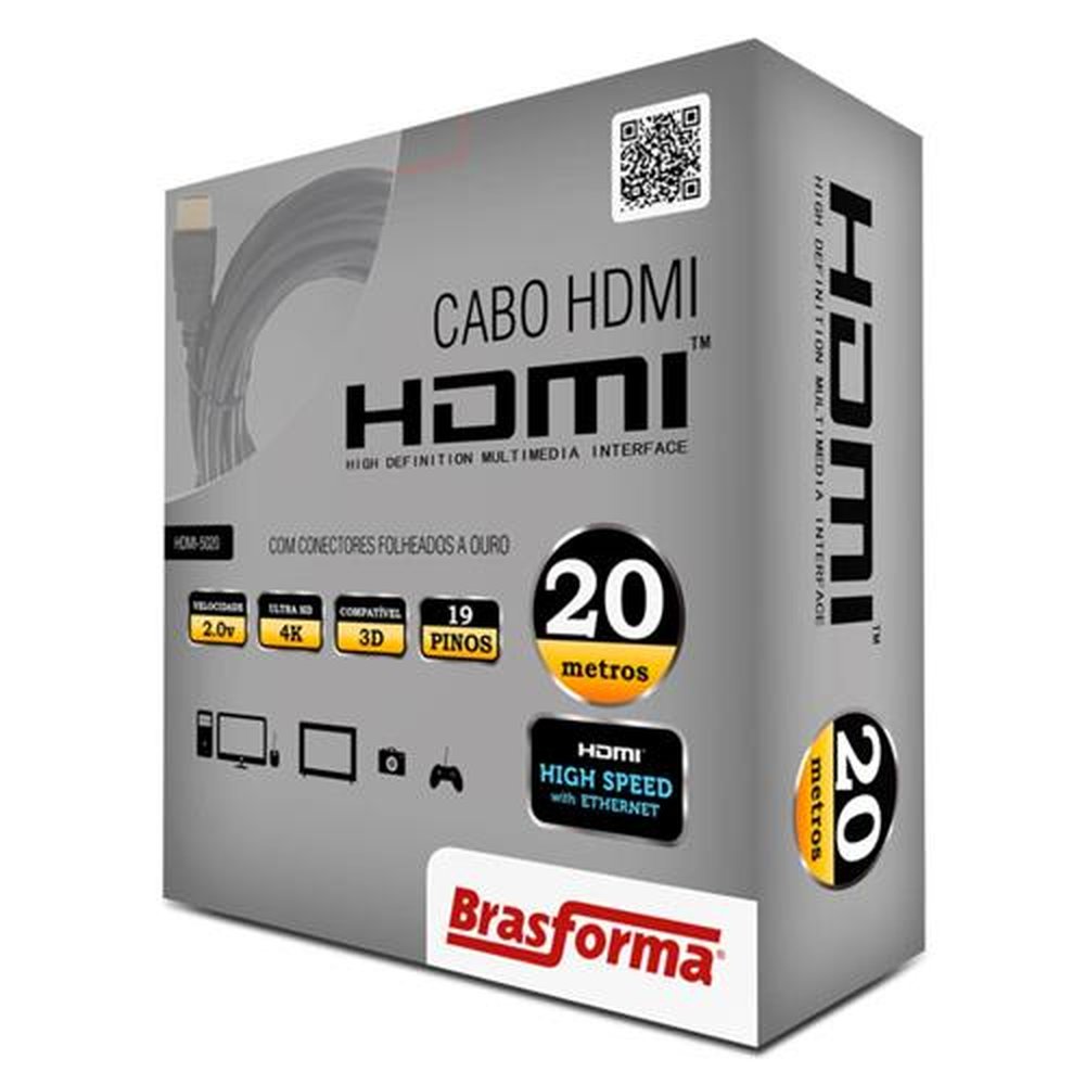 Cabo Hdmi 20m Blindado 2.0 20 Metros 4k 3d 2160p HDMI-5020