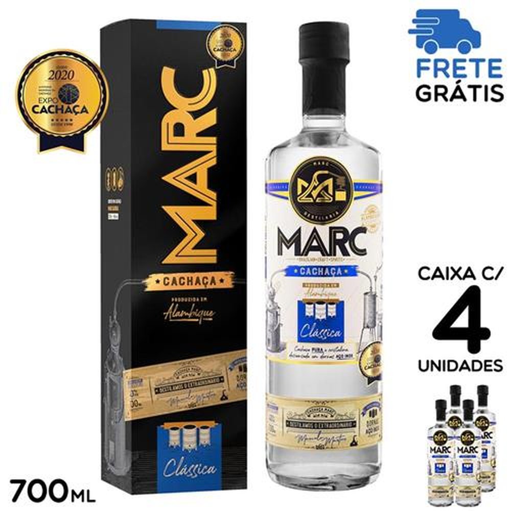 Cachaça MARC Clássica Pura de Alambique 4un.