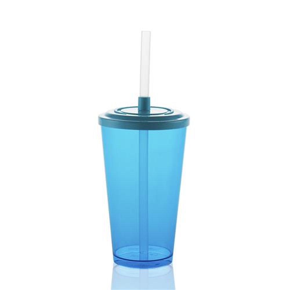 30unid - Copo c/ tampa e can 500ml - Azul tiffany