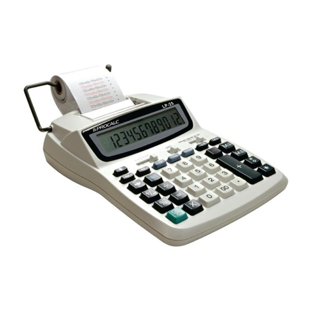 Calculadora de Impressão 12 Dígitos, Tamanho Médio, Usa 4 pilhas AA ou Fonte 6V Bivolt incluso, Impressão ON / OFF, Rolete IR-4OT Bicolor -