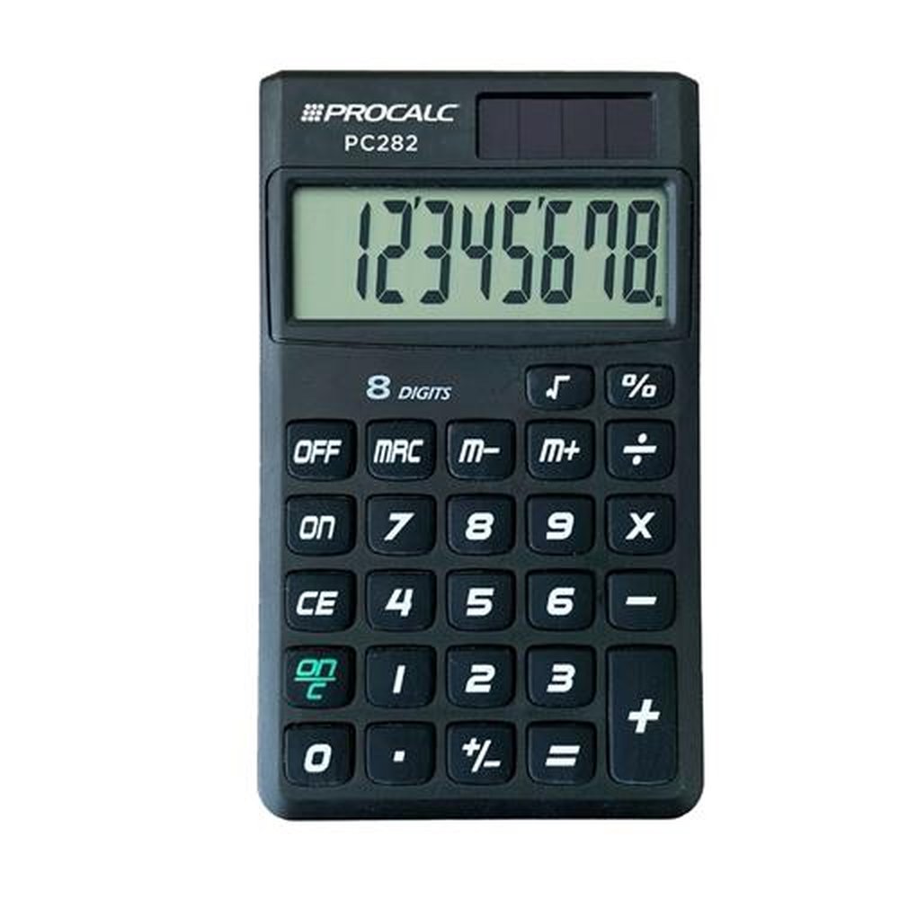 Calculadora Pessoal 8 Dígitos, com Visor grande e Capa Plástica para guardar - PROCALC