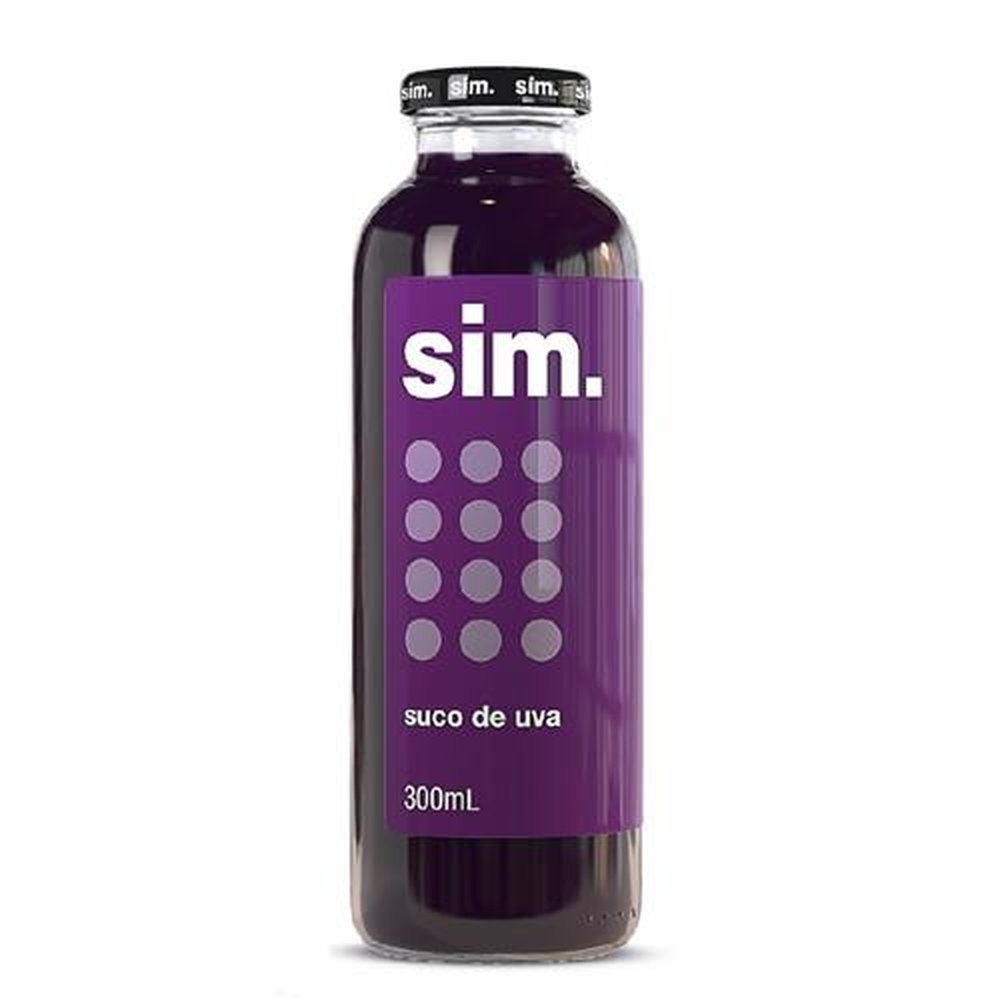 Suco Sim Uva Tinto Vidro 300ml 100% Fruta - 12 unid.