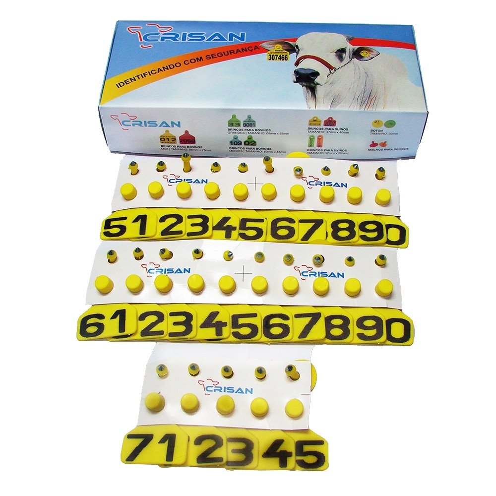 Brinco Bovino Médio Crisan Amarelo 51 a 75