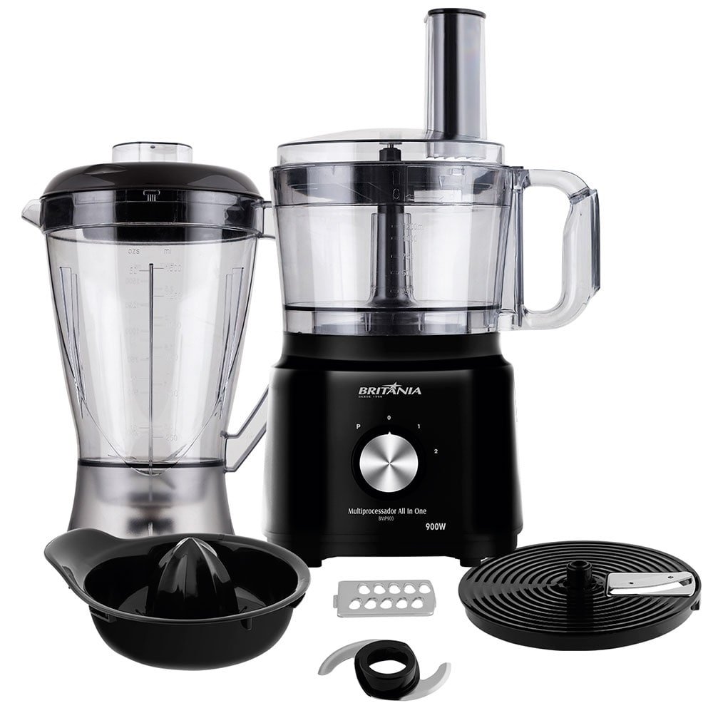 Processador de alimentos Britânia All In One BMP900P - 2 Velocidades + Pulsar, 1000W, Preto, 110V