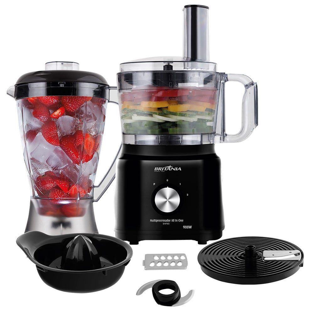 Processador de alimentos Britânia All In One BMP900P - 2 Velocidades + Pulsar, 1000W, Preto, 110V