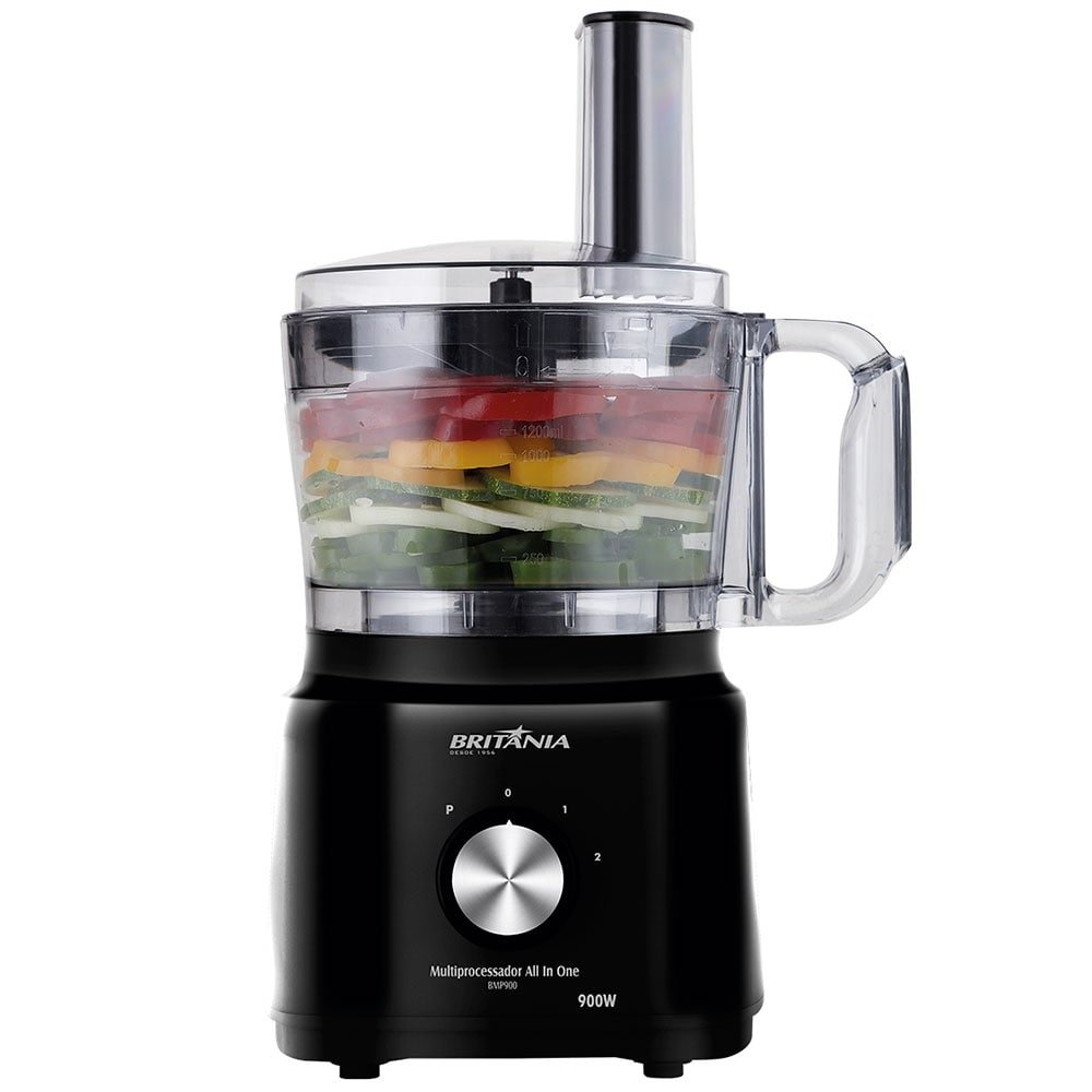 Processador de alimentos Britânia All In One BMP900P - 2 Velocidades + Pulsar, 1000W, Preto, 110V