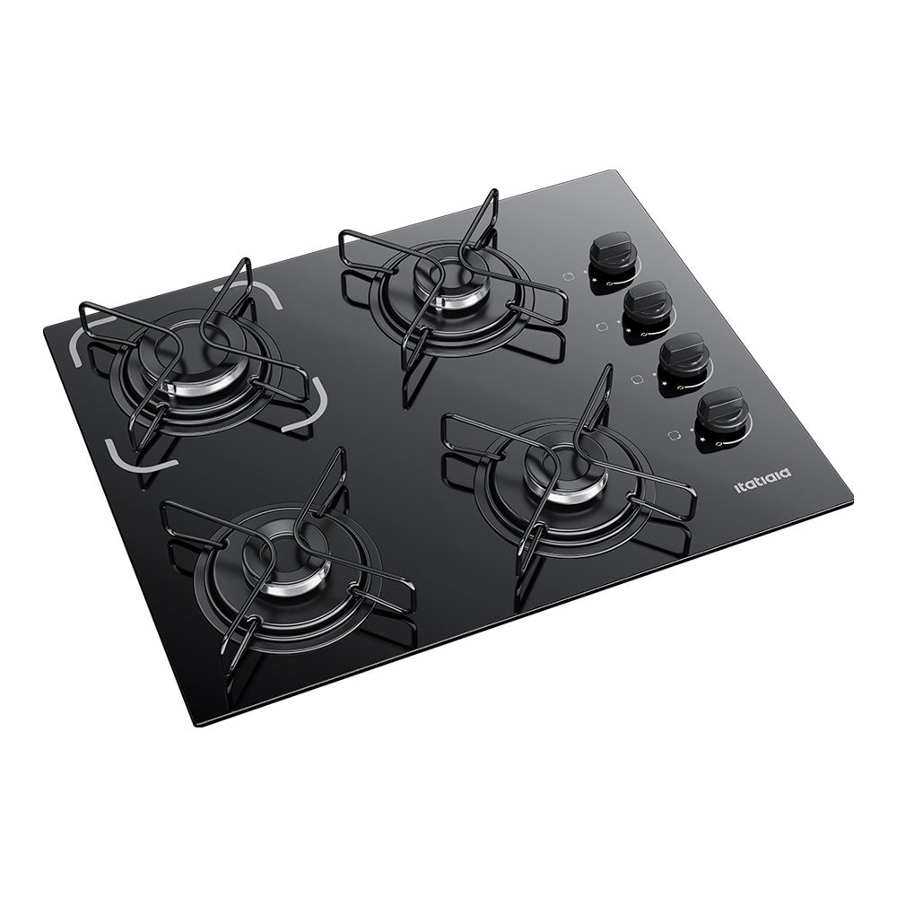 Cooktop Automático 4 Bocas Itatiaia Essencial Preto Bivolt
